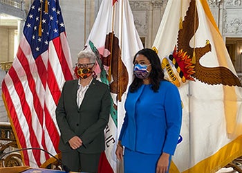 Photo of Carol Isen (Left) and Mayor London Breed (Right) at Carol Isen's confirmation